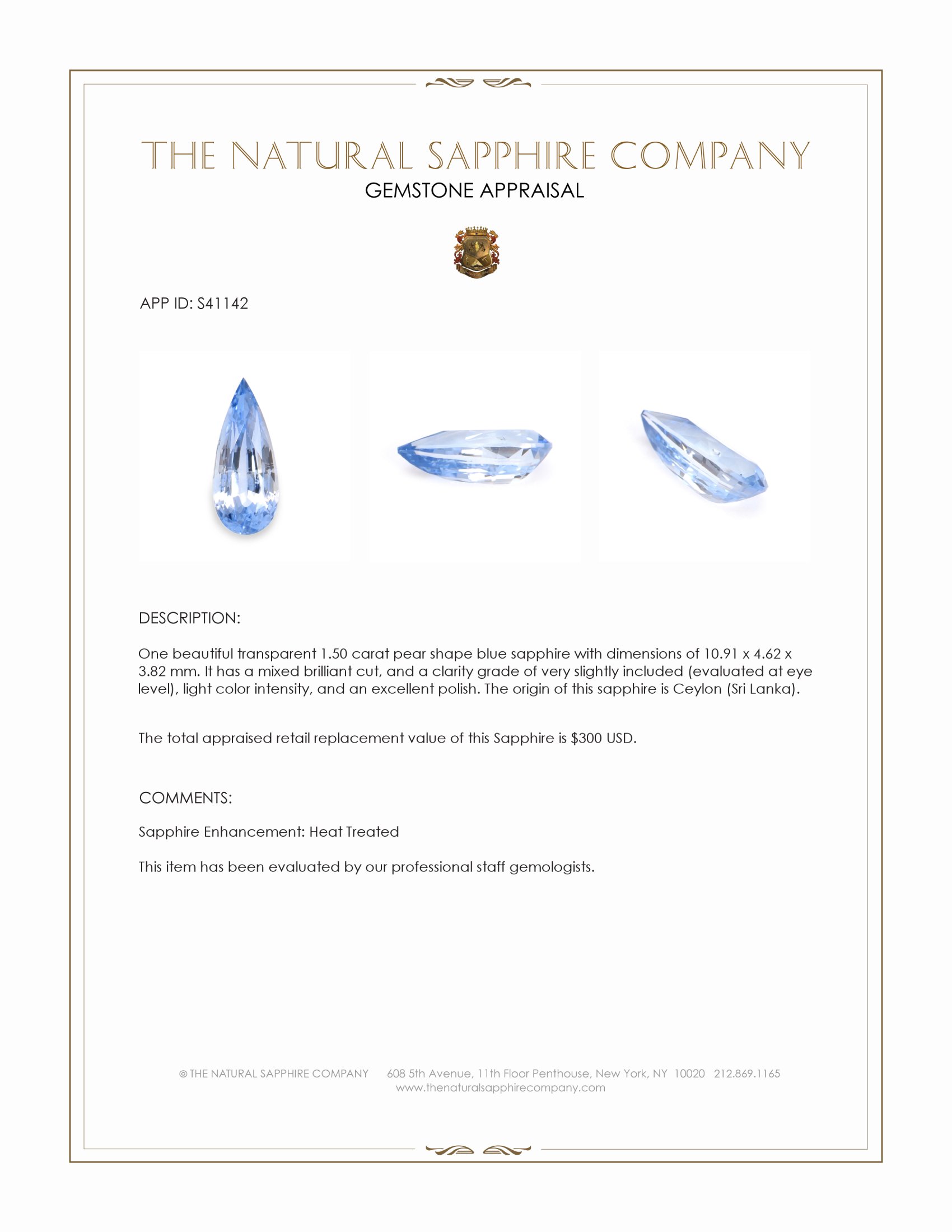 1.50 Ct. Blue Sapphire from Ceylon (Sri Lanka)