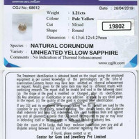 1.20 Ct. Yellow Sapphire from Ceylon (Sri Lanka) Scan Report