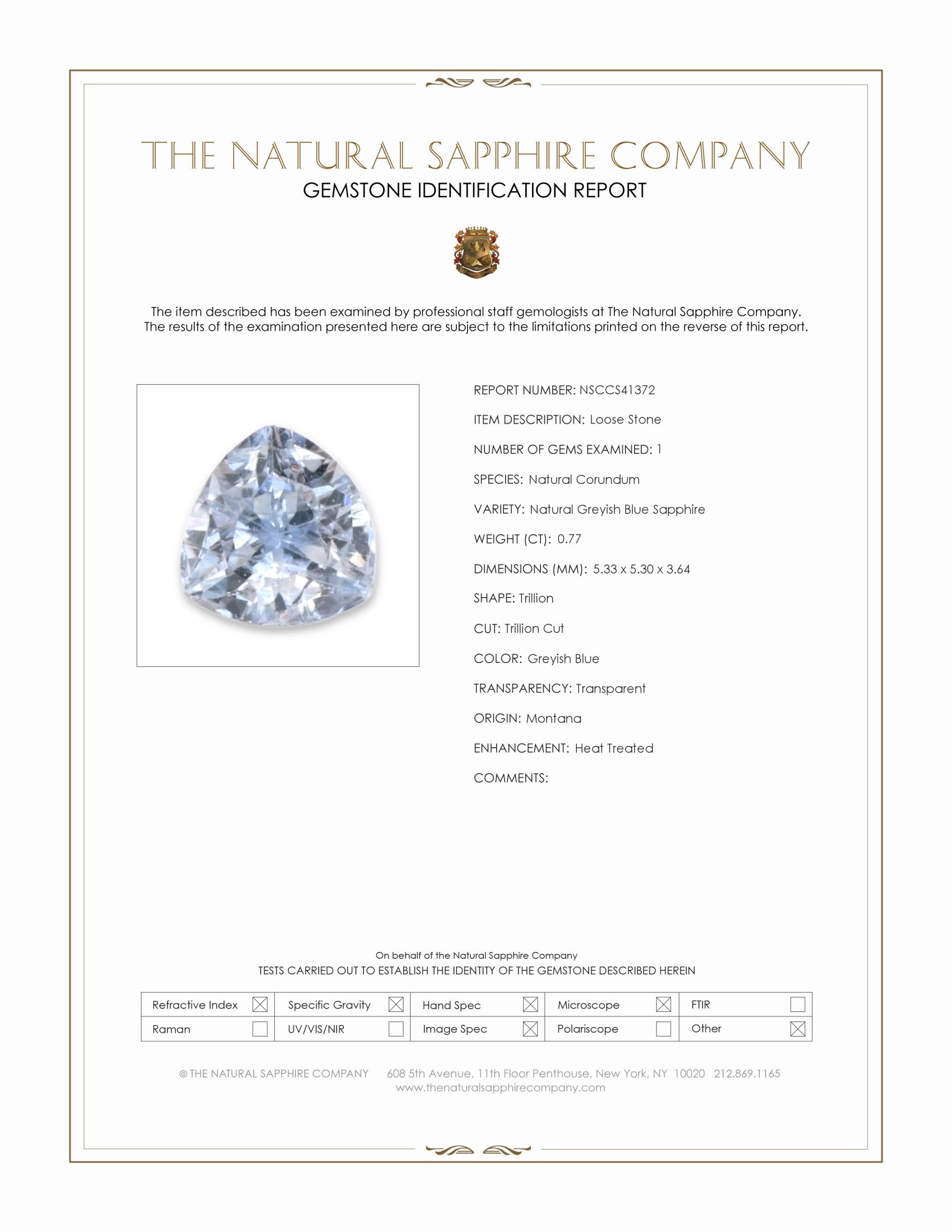 0.77 Ct. Greyish Blue Sapphire from Montana