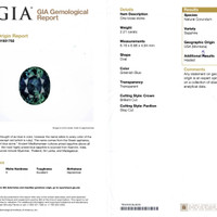 2.21 Ct. Bluish Green Sapphire from Montana Scan Report