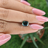 1.53 Ct. Bluish Green Sapphire from Madagascar Life Style