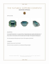 1.14 Ct. Bluish Green Sapphire from Madagascar Appraisal