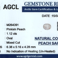 1.12 Ct. Peach Sapphire from Ceylon (Sri Lanka) Scan Report