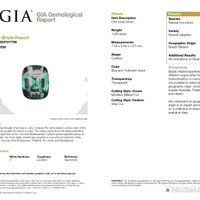 1.29 Ct. Bluish Green Sapphire from Ceylon (Sri Lanka) Scan Report