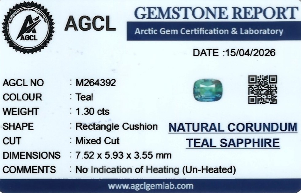 1.30 Ct. Bluish Green Sapphire from Ceylon (Sri Lanka)