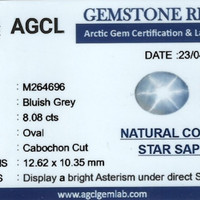 8.08 Ct. Bluish Grey Star Sapphire from Ceylon (Sri Lanka) Scan Report