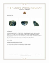 16.30 Ct. Bluish Green Sapphire from Madagascar Appraisal