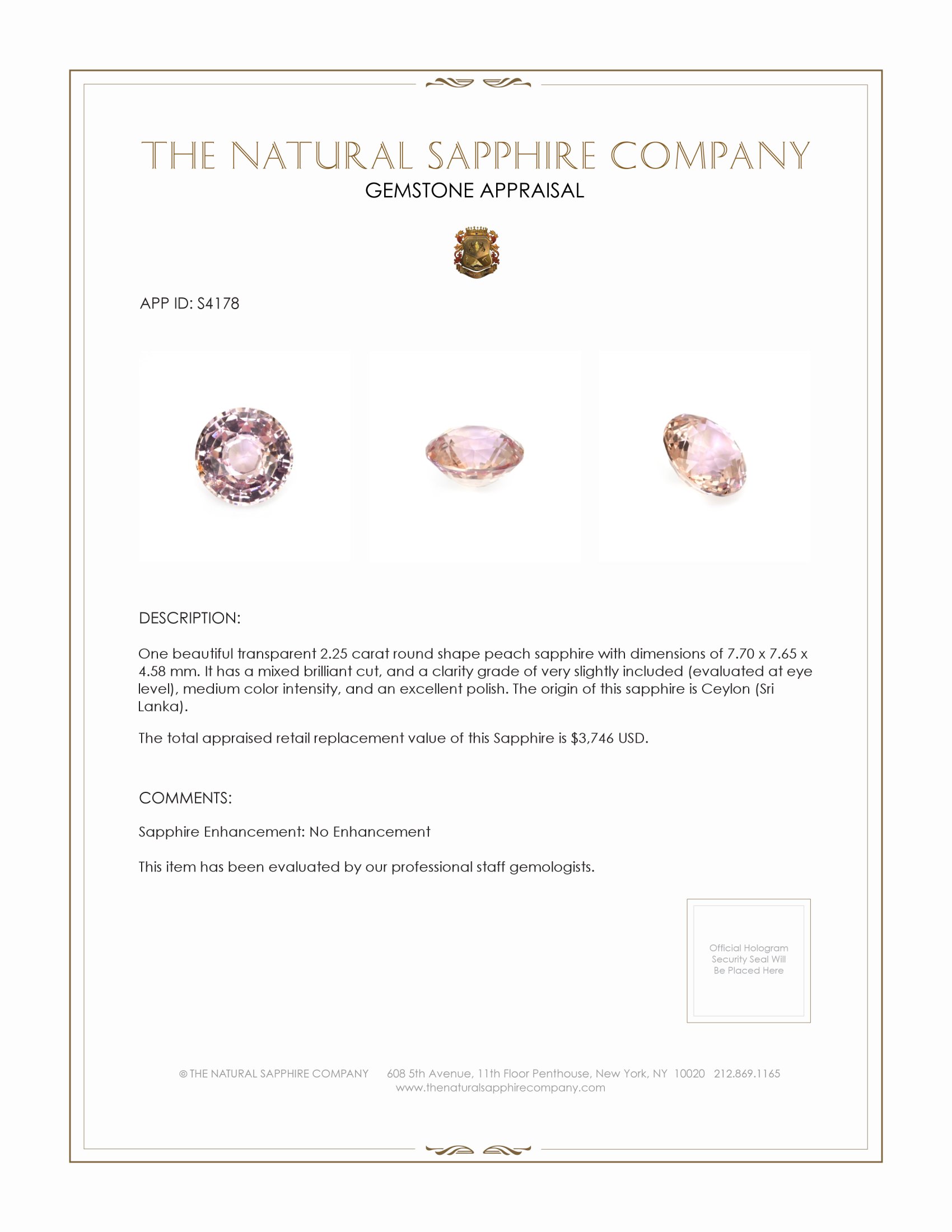 2.25 Ct. Purplish Pink Sapphire from Ceylon (Sri Lanka)