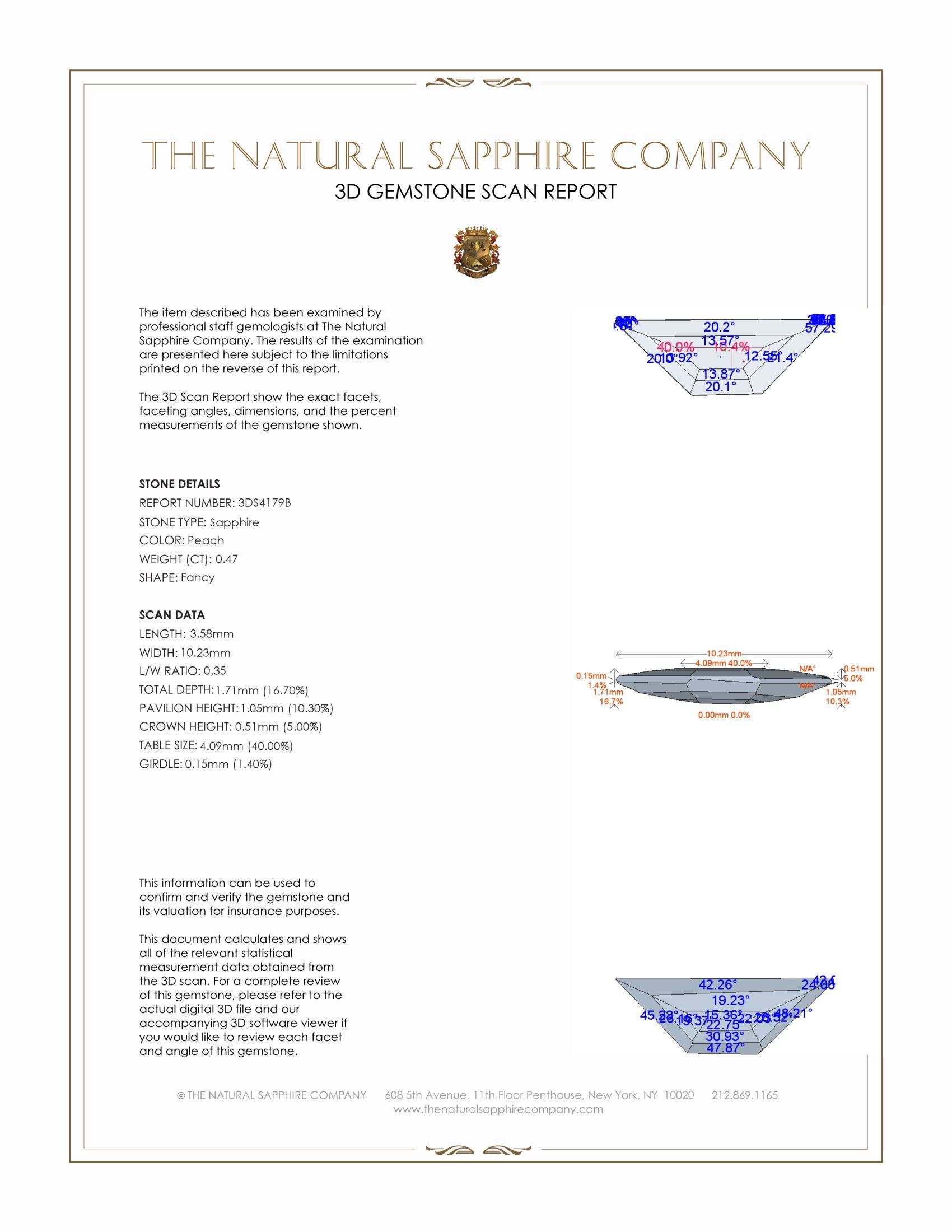 0.47 Ct. Peach Sapphire from Ceylon (Sri Lanka)