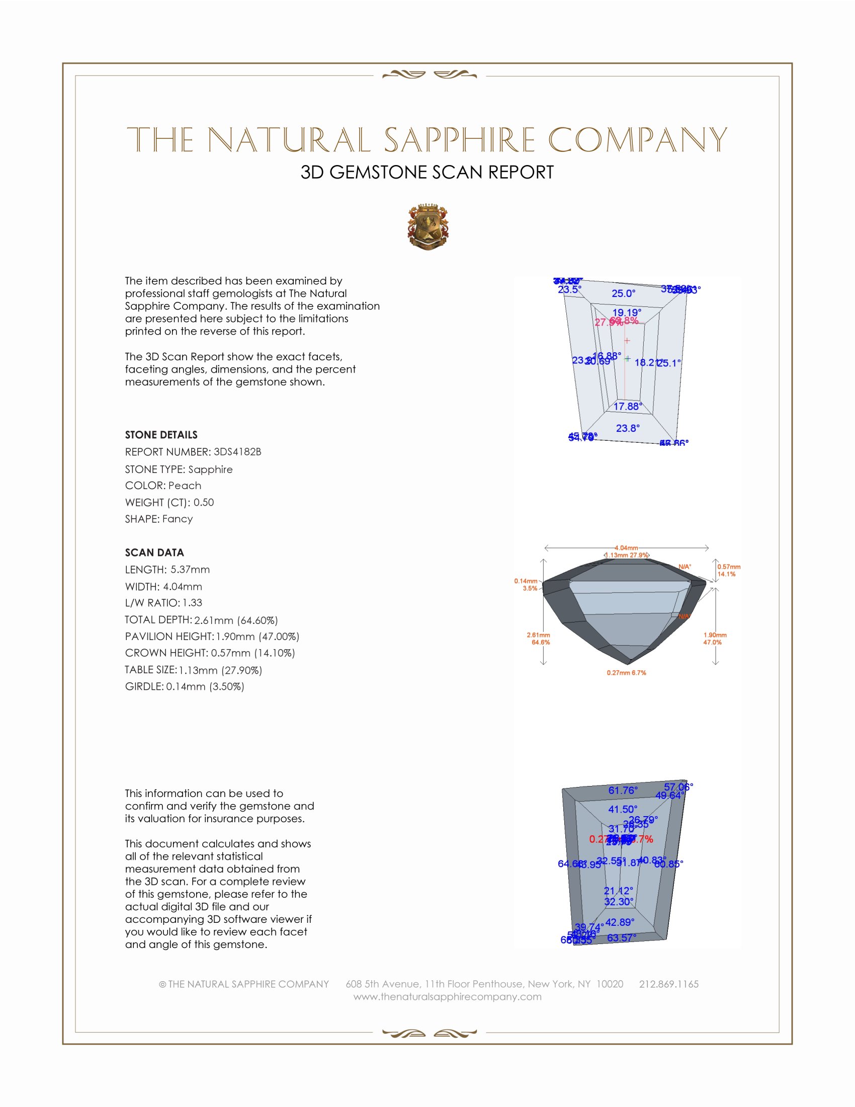 0.50 Ct. Peach Sapphire from Ceylon (Sri Lanka)