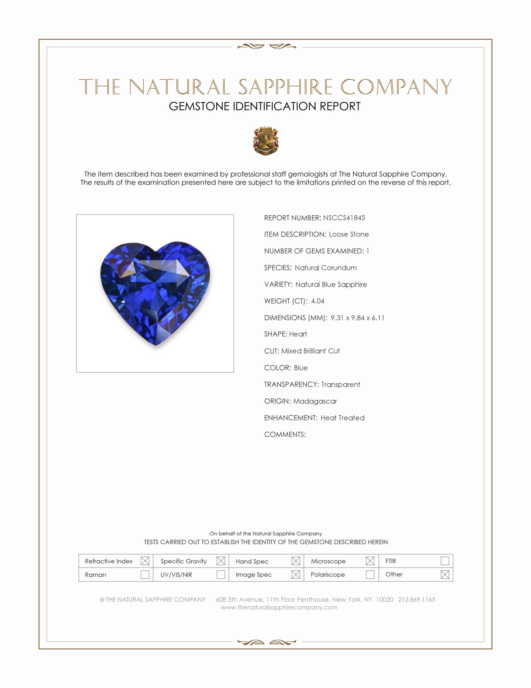 4.04 Ct. Blue Sapphire from Madagascar