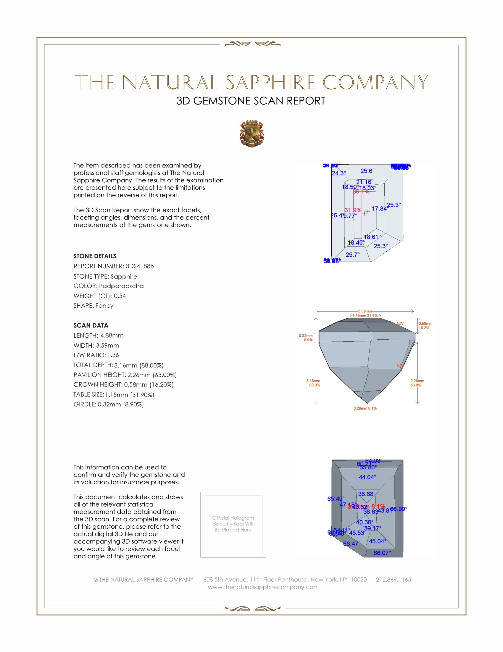 0.54 Ct. Padparadscha Sapphire from Ceylon (Sri Lanka)