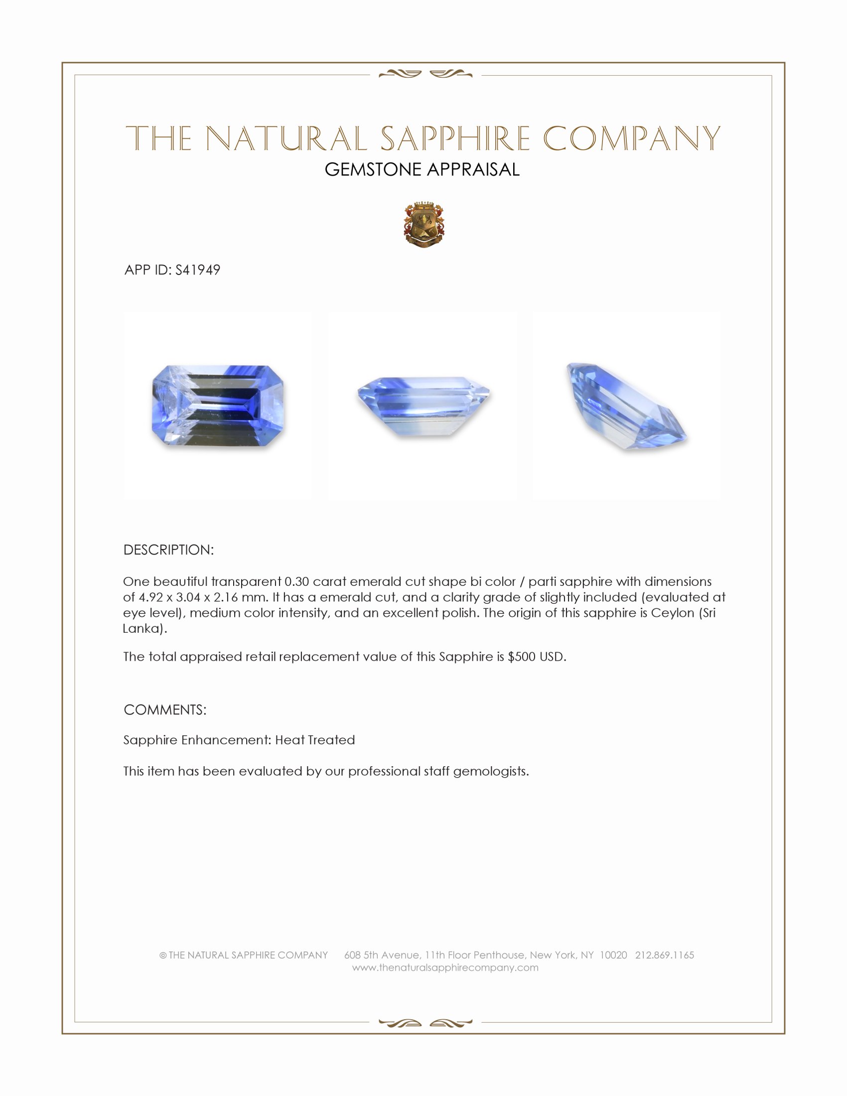 0.30 Ct. Bi Color / Parti Sapphire from Ceylon (Sri Lanka)