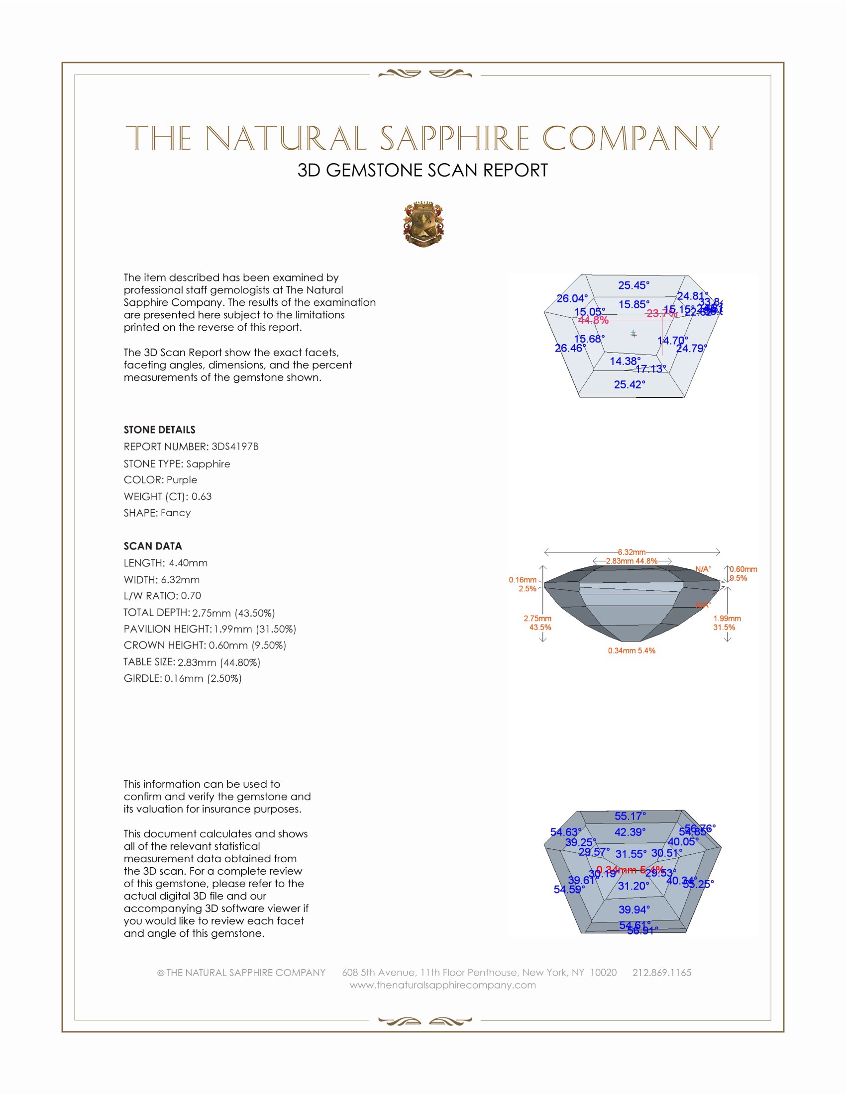 0.63 Ct. Purple Sapphire from Ceylon (Sri Lanka)
