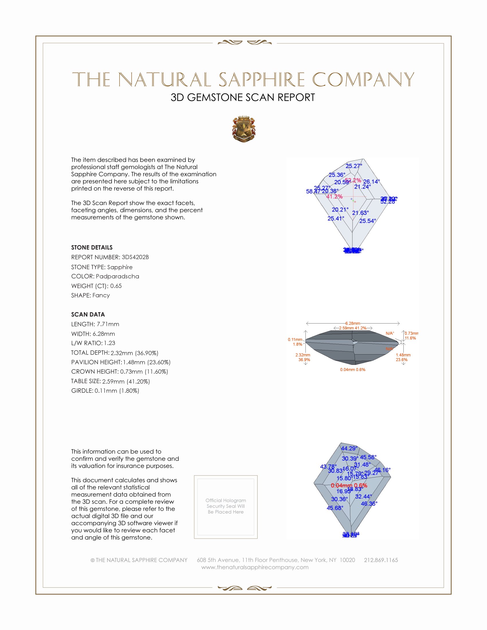 0.65 Ct. Padparadscha Sapphire from Ceylon (Sri Lanka)