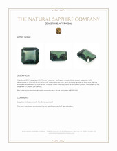 0.75 Ct. Bluish Green Sapphire from Ceylon (Sri Lanka) Appraisal