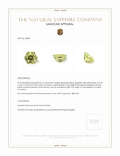 0.16 Ct. Greenish Yellow Sapphire from Ceylon (Sri Lanka) Appraisal