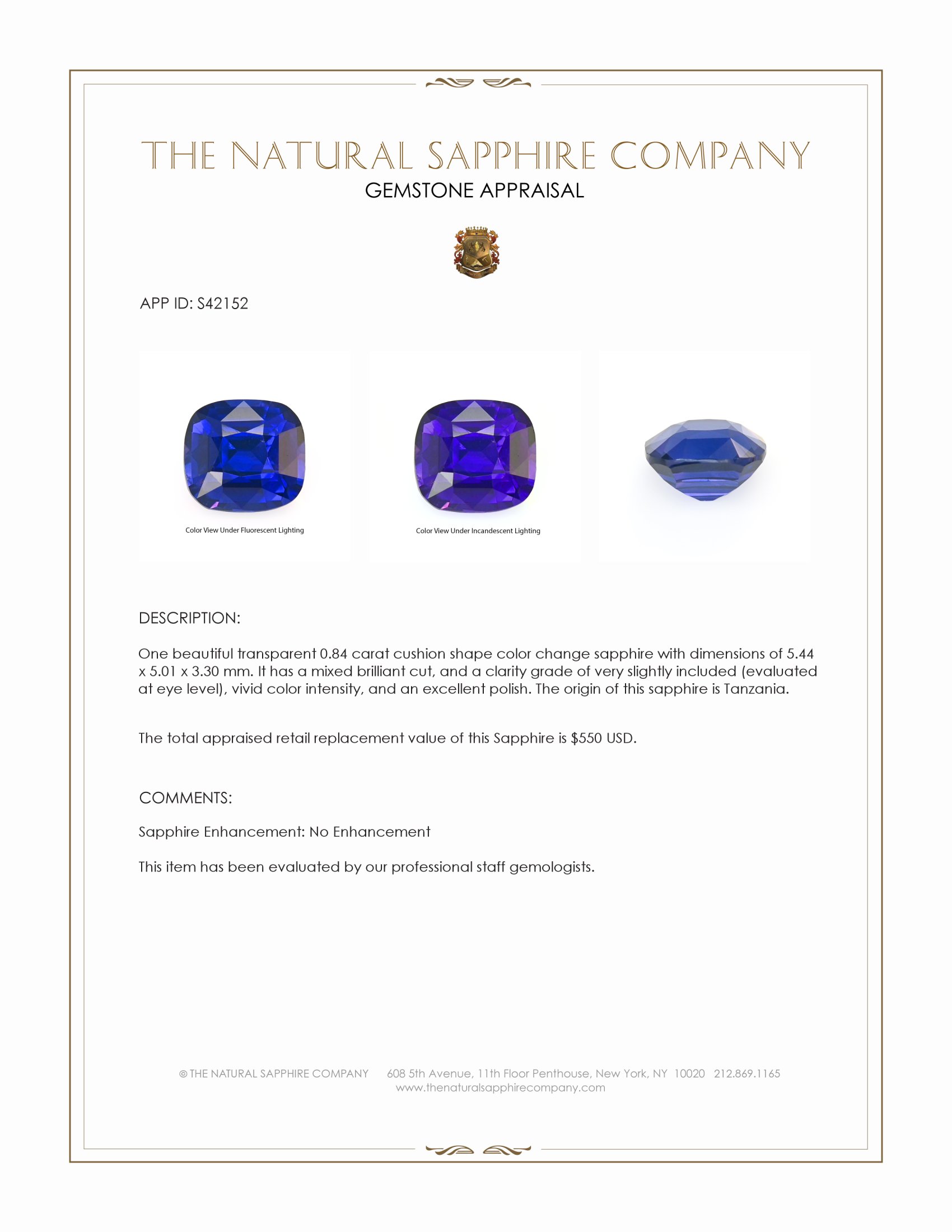 0.84 Ct. Color Change Sapphire from Tanzania