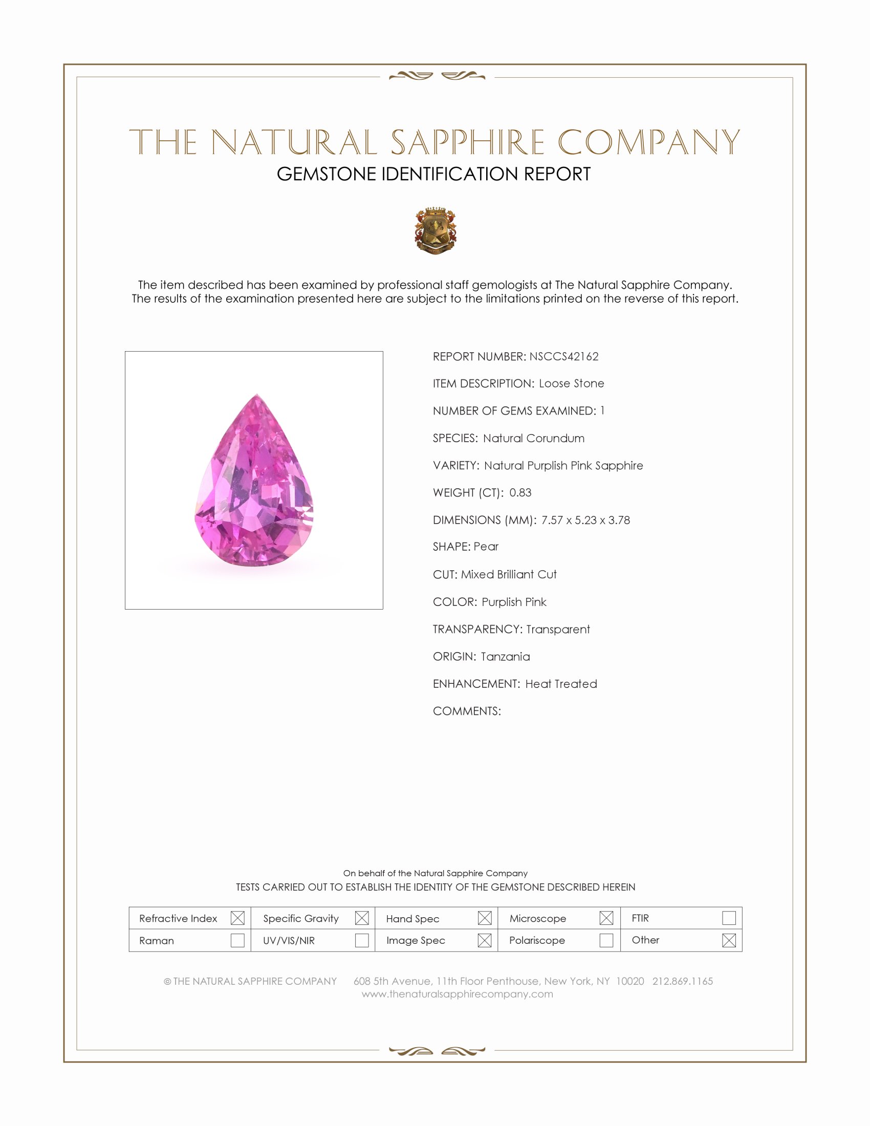 0.83 Ct. Purplish Pink Sapphire from Tanzania