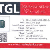 3.19 Ct. Bluish Green Sapphire from Ceylon (Sri Lanka) Scan Report