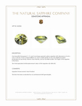 1.12 Ct. Greenish Yellow Sapphire from Montana Appraisal