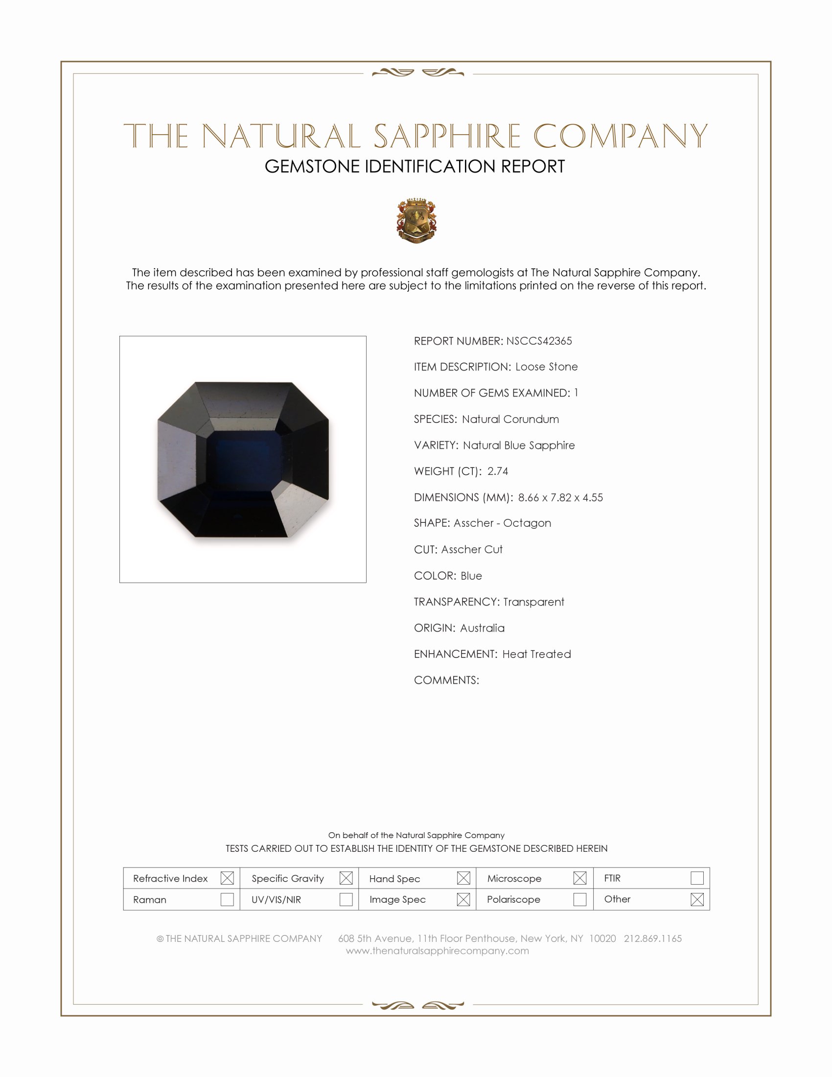 2.74 Ct. Blue Sapphire from Australia