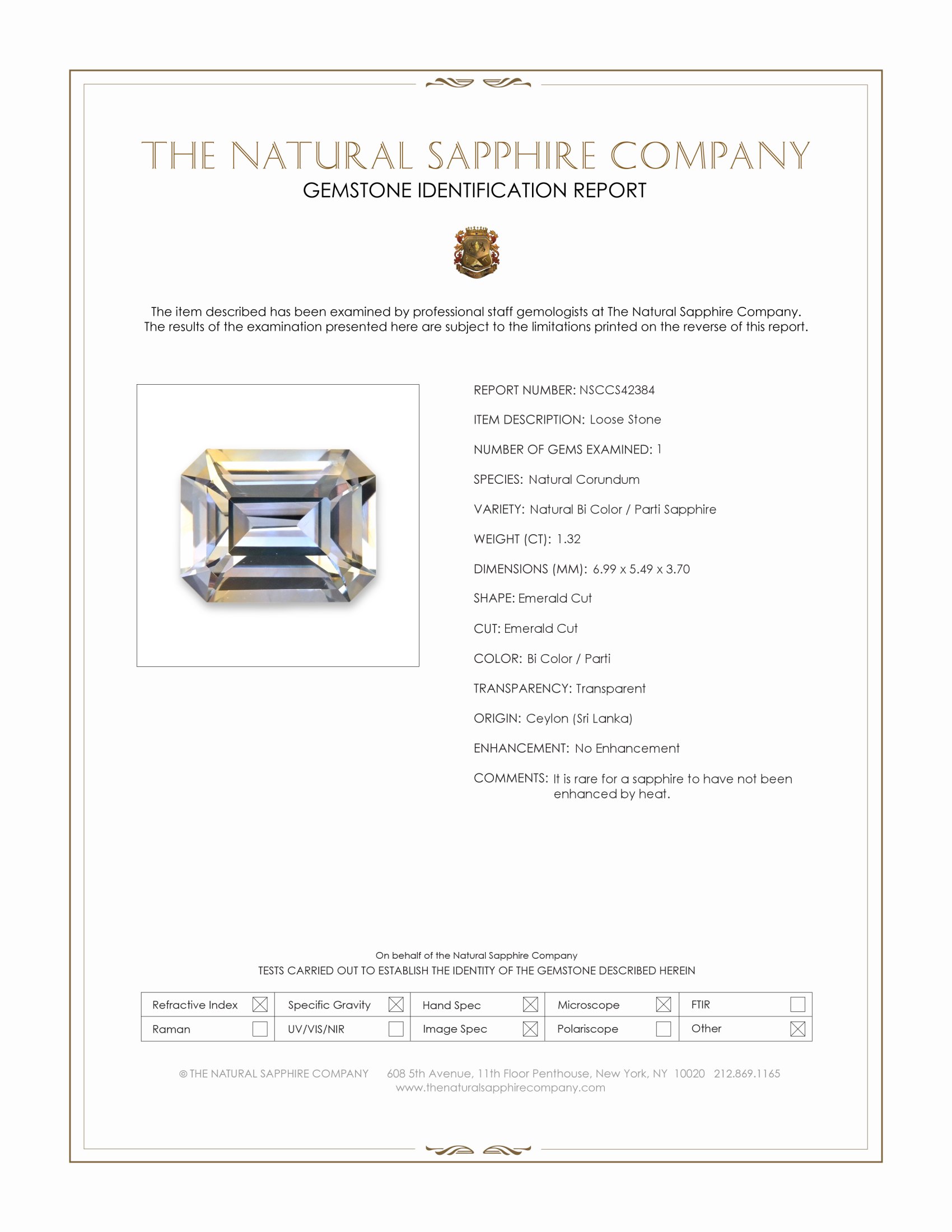 1.32 Ct. Bi Color / Parti Sapphire from Ceylon (Sri Lanka)