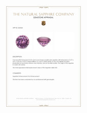 0.30 Ct. Purplish Pink Sapphire from Ceylon (Sri Lanka) Appraisal