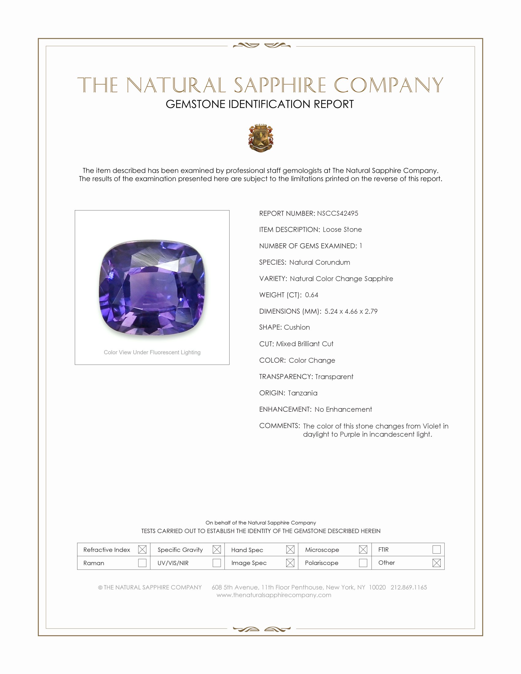 0.64 Ct. Color Change Sapphire from Tanzania