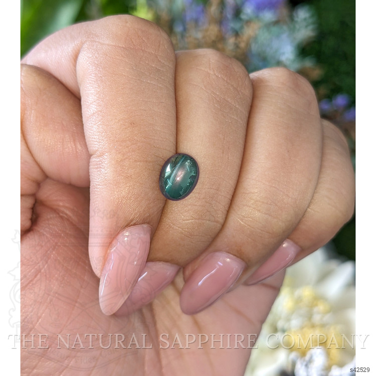 4.60 Ct. Bluish Green Cabochon Sapphire from Madagascar
