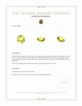 2.03 Ct. Greenish Yellow Sapphire from Ceylon (Sri Lanka) Appraisal