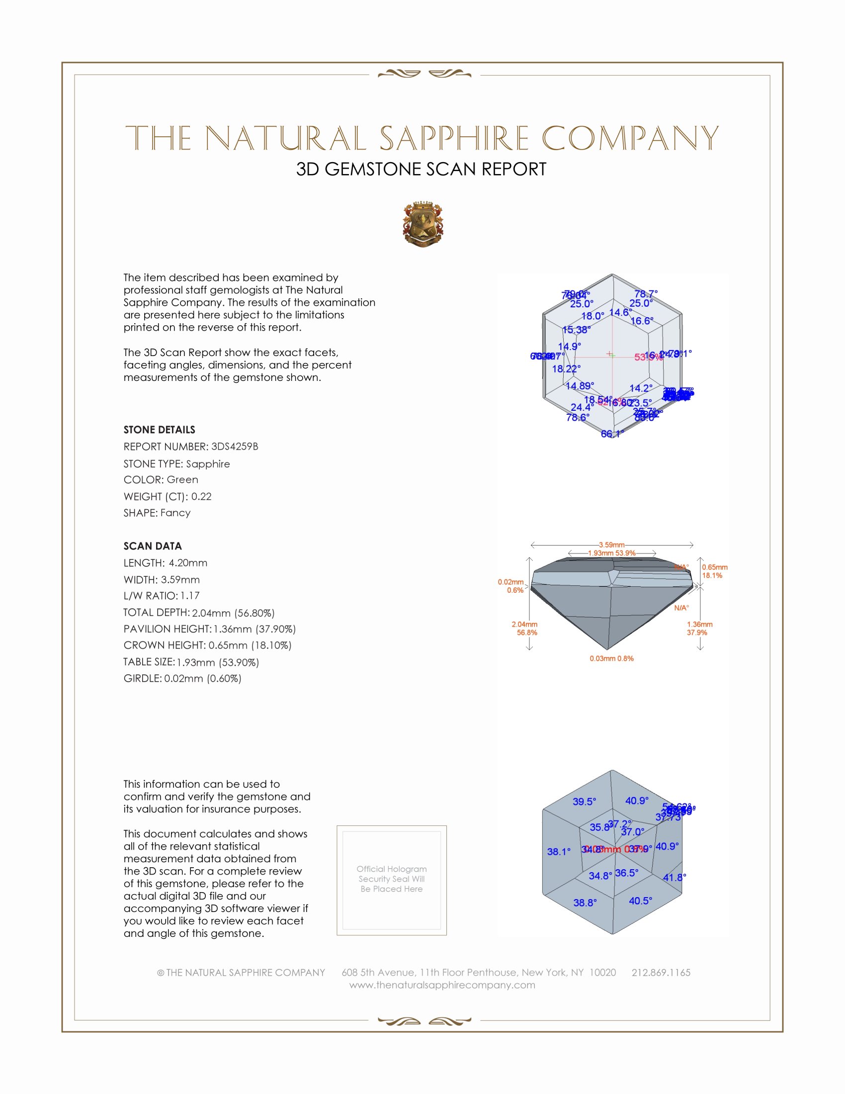 0.22 Ct. Green Sapphire from Ceylon (Sri Lanka)