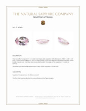 1.13 Ct. Pink Sapphire from Ceylon (Sri Lanka) Appraisal