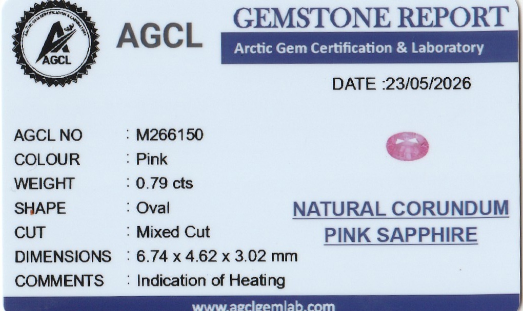 0.79 Ct. Pink Sapphire from Ceylon (Sri Lanka)