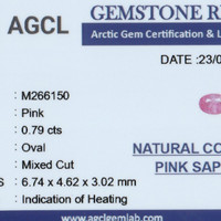 0.79 Ct. Pink Sapphire from Ceylon (Sri Lanka) Scan Report