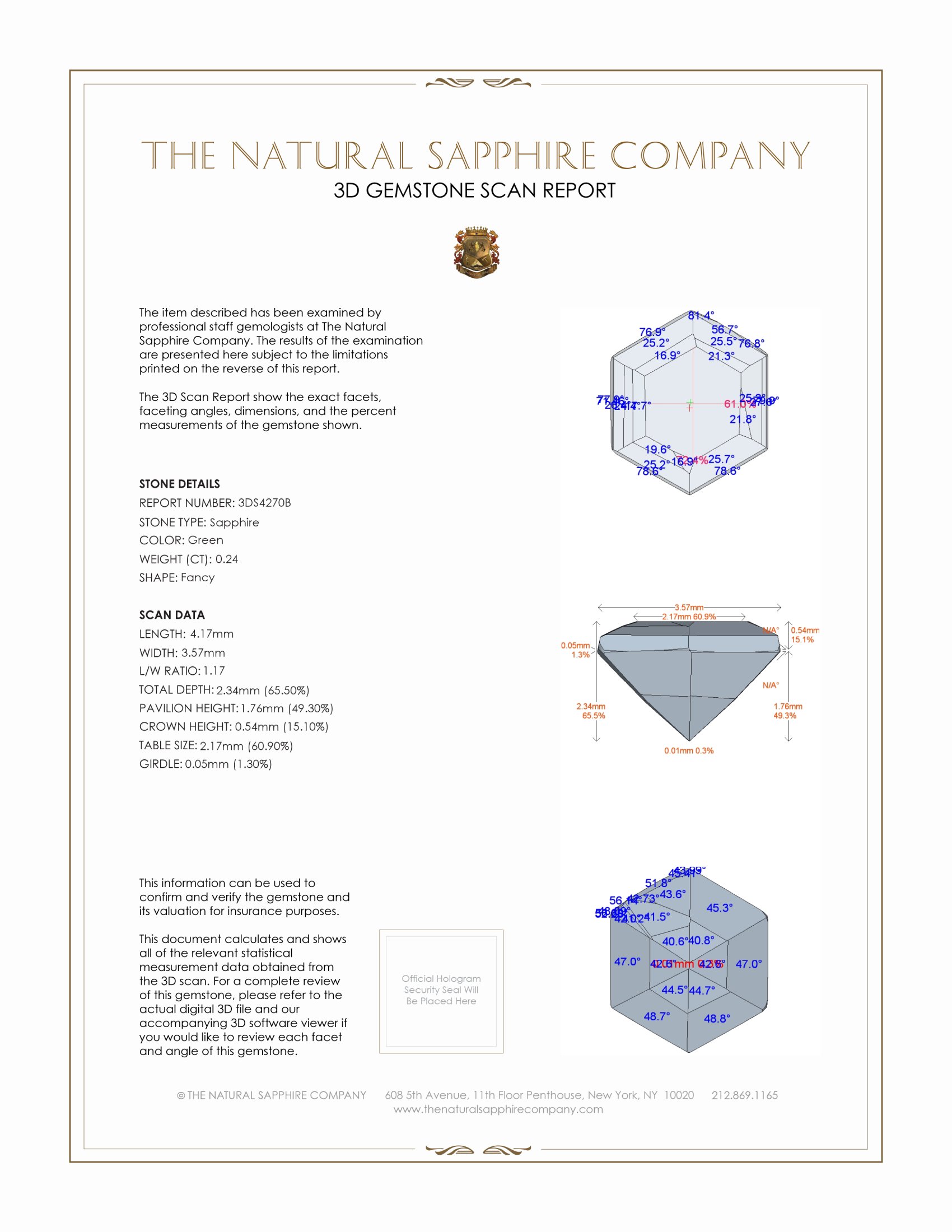0.24 Ct. Green Sapphire from Ceylon (Sri Lanka)