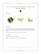0.44 Ct. Greenish Yellow Sapphire from Ceylon (Sri Lanka) Appraisal
