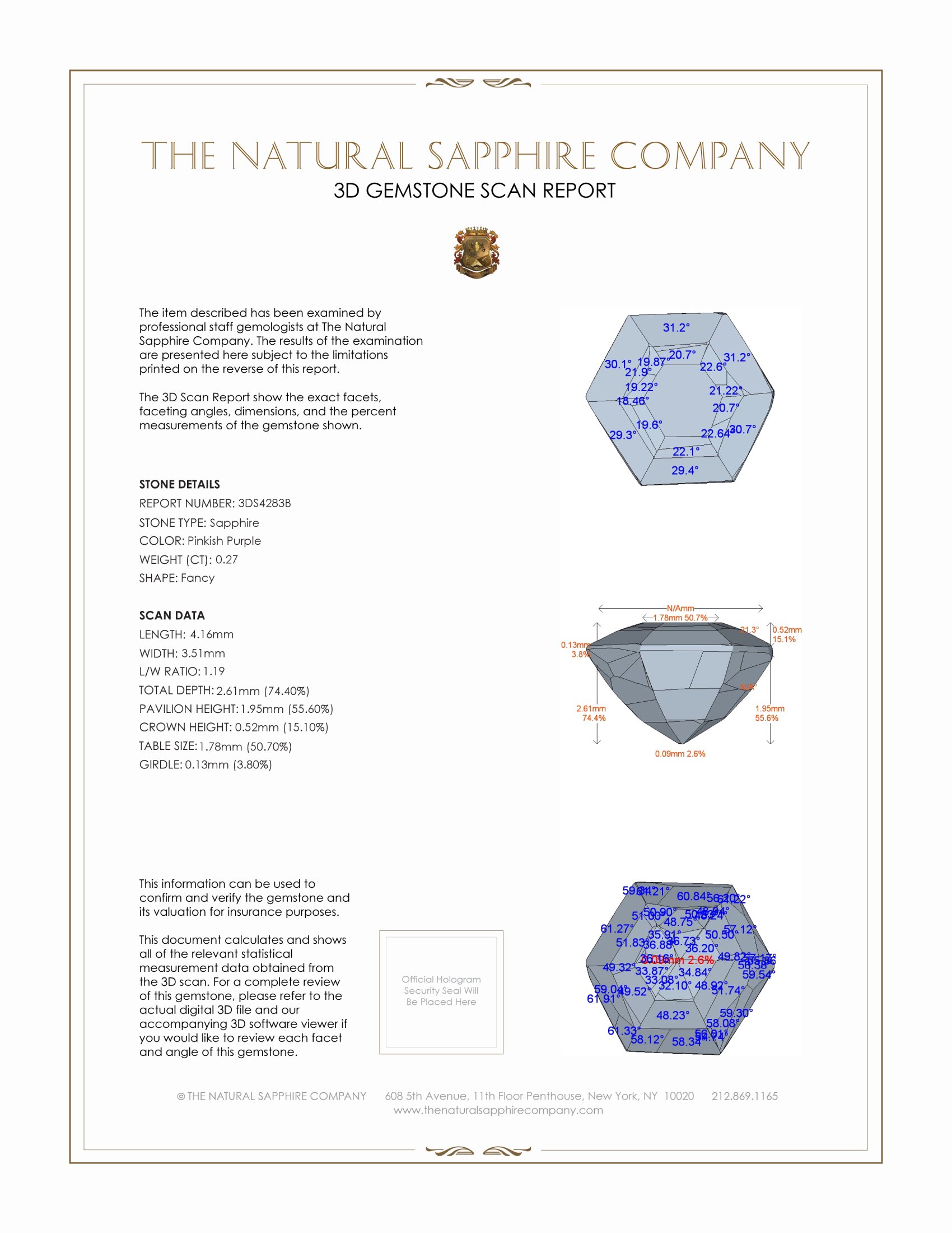 0.27 Ct. Pinkish Purple Sapphire from Ceylon (Sri Lanka)