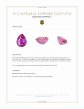 1.32 Ct. Purplish Pink Sapphire from Tanzania Appraisal