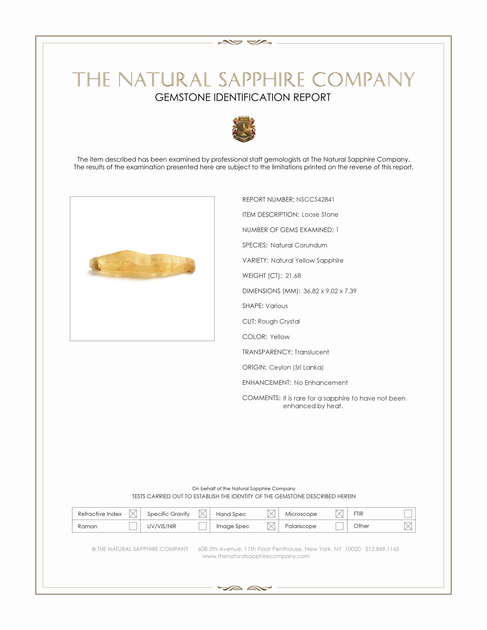 21.68 Ct. Yellow Sapphire from Ceylon (Sri Lanka)