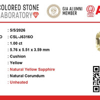 1.00 Ct. Yellow Sapphire from Ceylon (Sri Lanka) Scan Report