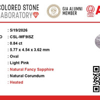 0.84 Ct. Purplish Pink Sapphire from Ceylon (Sri Lanka) Scan Report