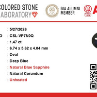 1.48 Ct. Blue Sapphire from Ceylon (Sri Lanka) Scan Report