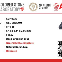 0.40 Ct. Greenish Blue Sapphire from Ceylon (Sri Lanka) Scan Report