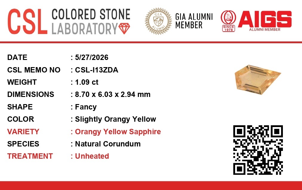 1.10 Ct. Peach Sapphire from Ceylon (Sri Lanka)