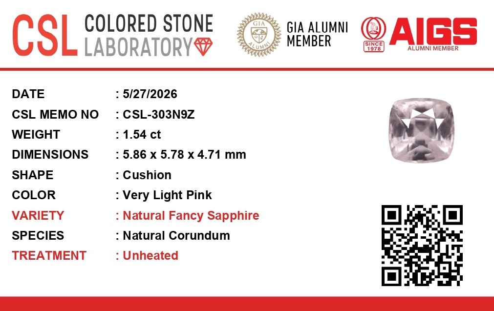 1.55 Ct. Pink Sapphire from Ceylon (Sri Lanka)
