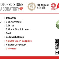 0.55 Ct. Yellowish Green Sapphire from Ceylon (Sri Lanka) Scan Report