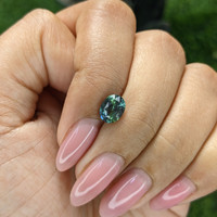 1.52 Ct. Bluish Green Sapphire from Madagascar Life Style