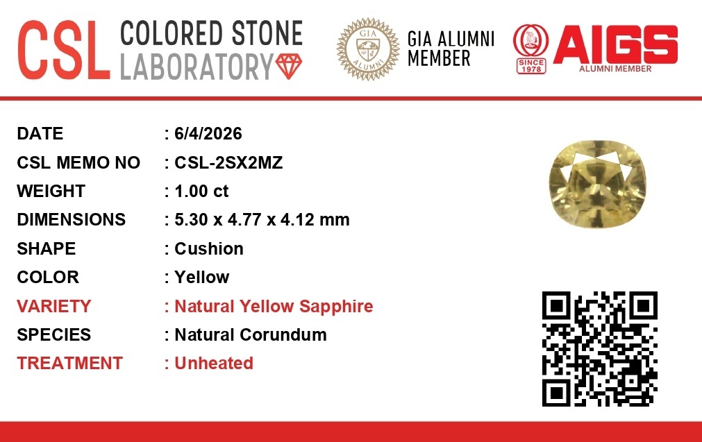 1.00 Ct. Yellow Sapphire from Ceylon (Sri Lanka)