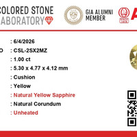 1.00 Ct. Yellow Sapphire from Ceylon (Sri Lanka) Scan Report